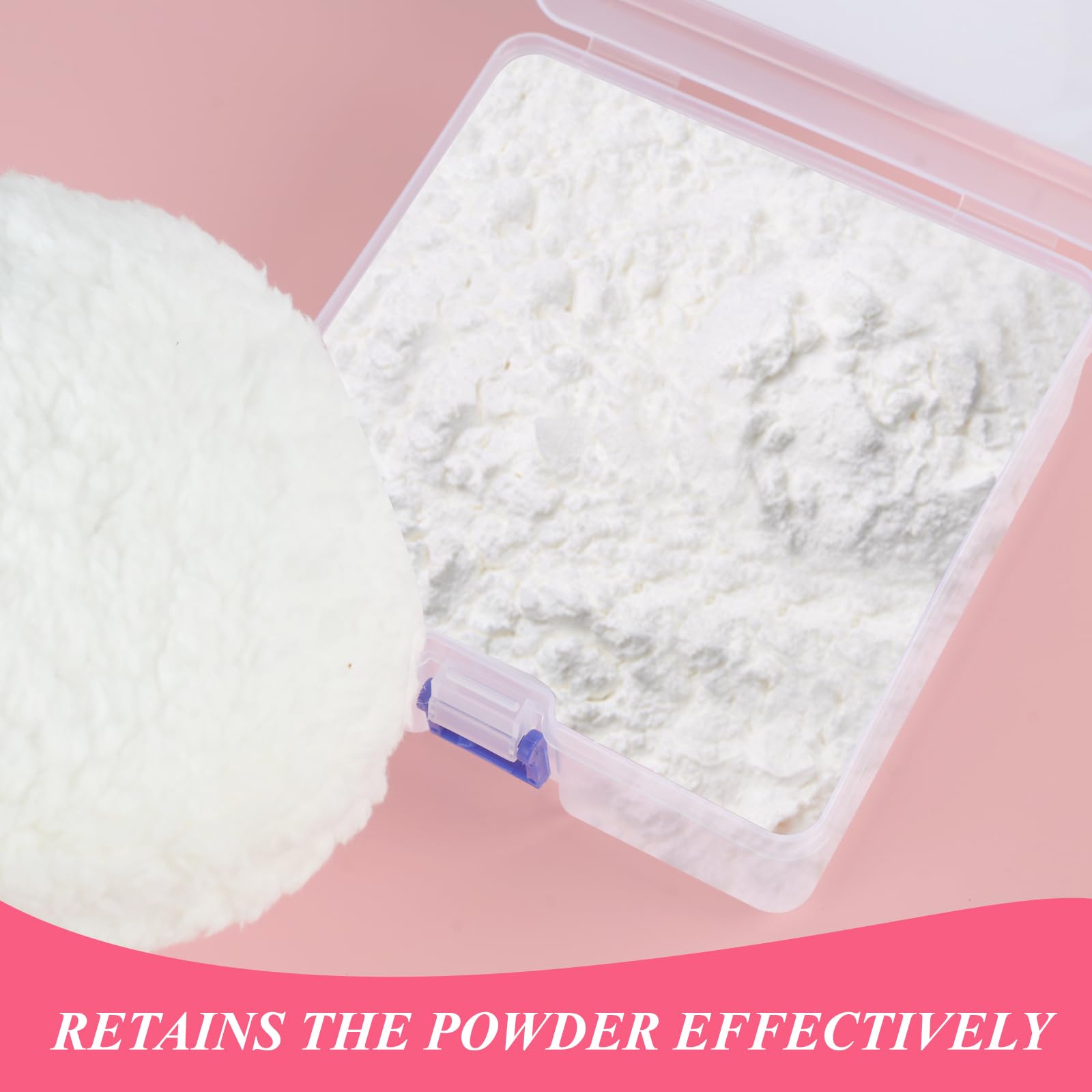 6 Inch Large Powder Puff for Body Powder - Soft Washable Makeup Sponge with Container - Face & Body Powder Applicator for Women (White) - Perfect for Loose Powder, Setting Powder & Body Talc Application