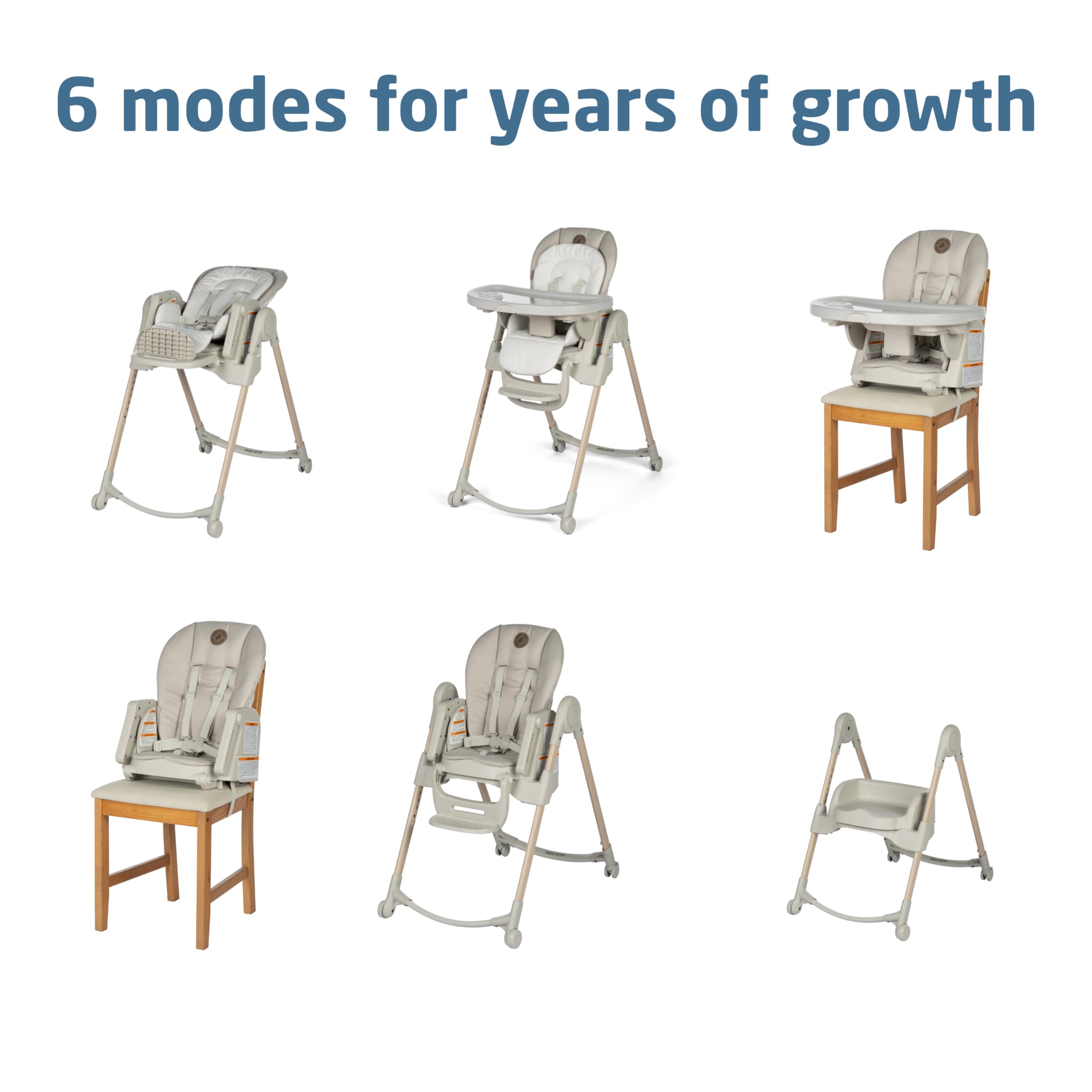 Maxi-Cosi Minla 6-in-1 Foldable High Chair for Babies & Toddlers | Adjustable Height, Convertible Design | Classic Oat Color | Perfect for Dining, Travel & Small Spaces