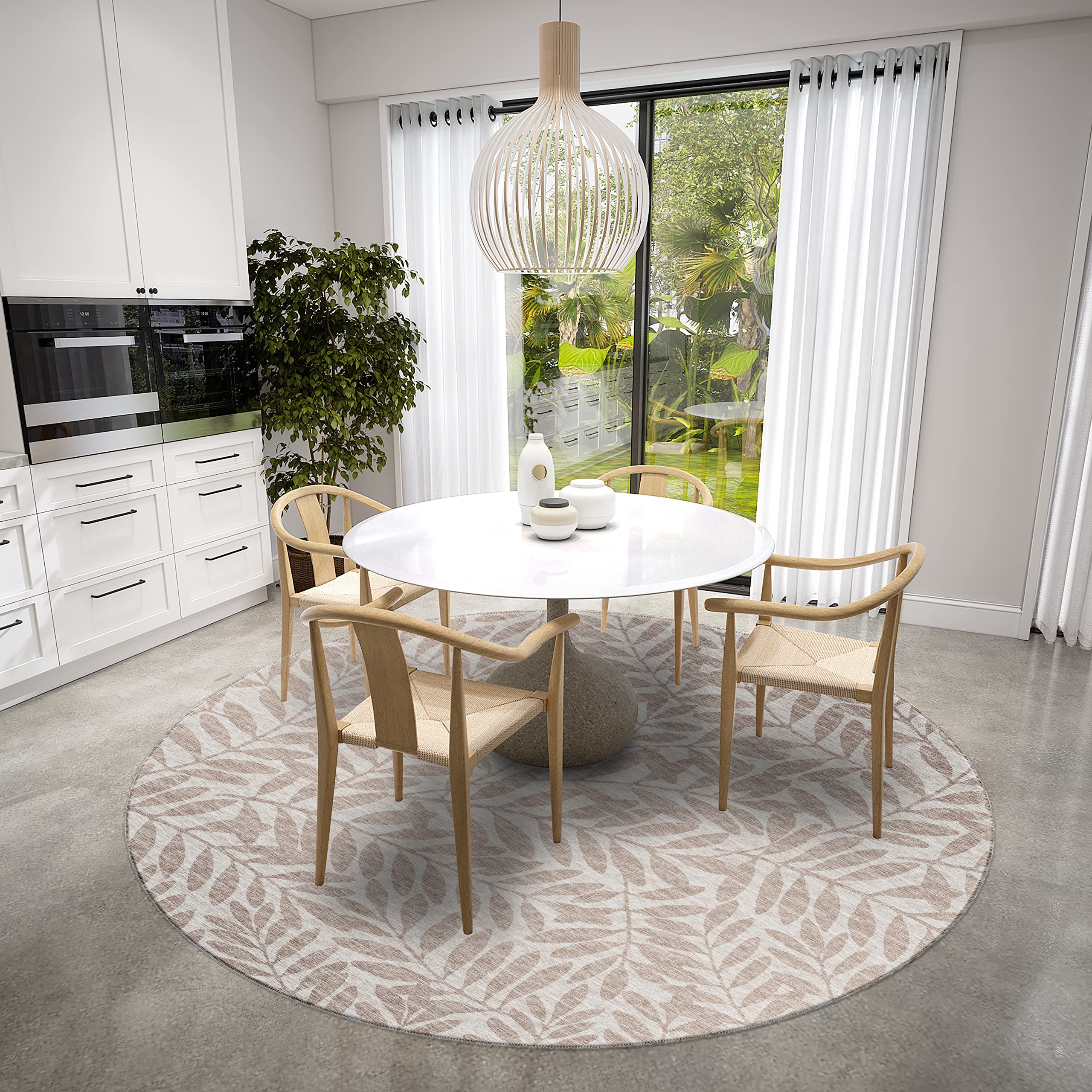 Addison Rugs Yuma AYU35 Taupe 8' x 8' Square Area Rug - Soft Boho Chic Home Decor for Living Room, Bedroom & Office