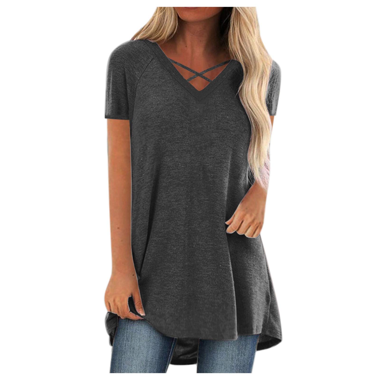 Women's Casual Tunic Tops - Floral Blouse & Plus Size Flannel Shirt in Pink, Red, Green | Deep V-Neck & Patriotic Styles for Work, Date Night & Everyday Wear
