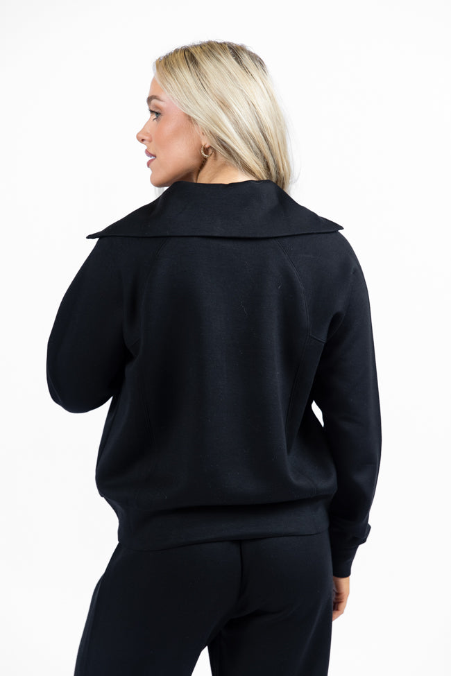 Black Quarter Zip Knit Pullover for Men & Women | Cozy Winter Layering & Casual Outfits | FINAL SALE