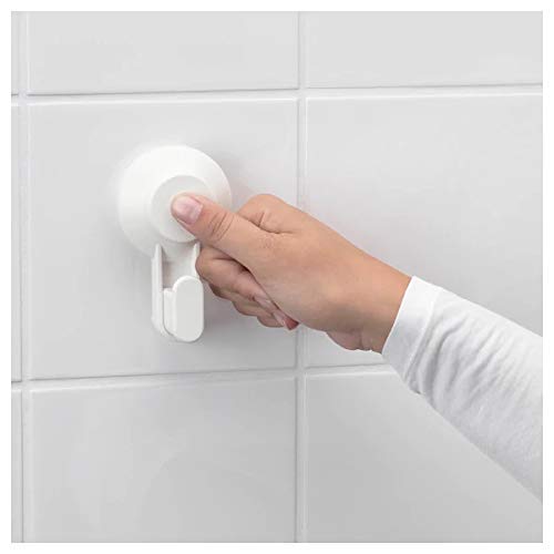 IKEA TISKEN White Polycarbonate Plastic Toilet Paper Holder with Strong Suction Cups - Bathroom Wall Mounted Storage for Small Spaces, RVs & Apartments