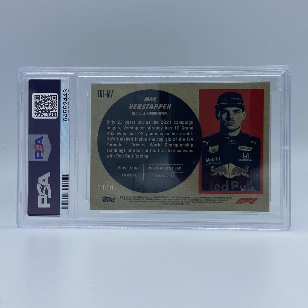 PSA 9 39/50 Max Verstappen Red Bull RB16B #T61MV Gold Wave Refractor - Rare F1 Trading Card for Collectors & Motorsport Fans (Perfect for Display, Investment & Racing Memorabilia Collections)