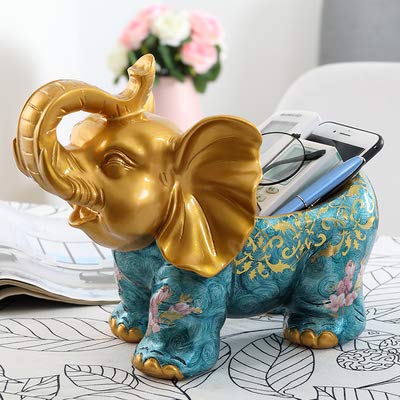 Nordic Elephant Resin Storage Basket - Decorative Remote Control Holder, Yellow Home Decor for Living Room & Bedroom | JIAXIN Ornaments