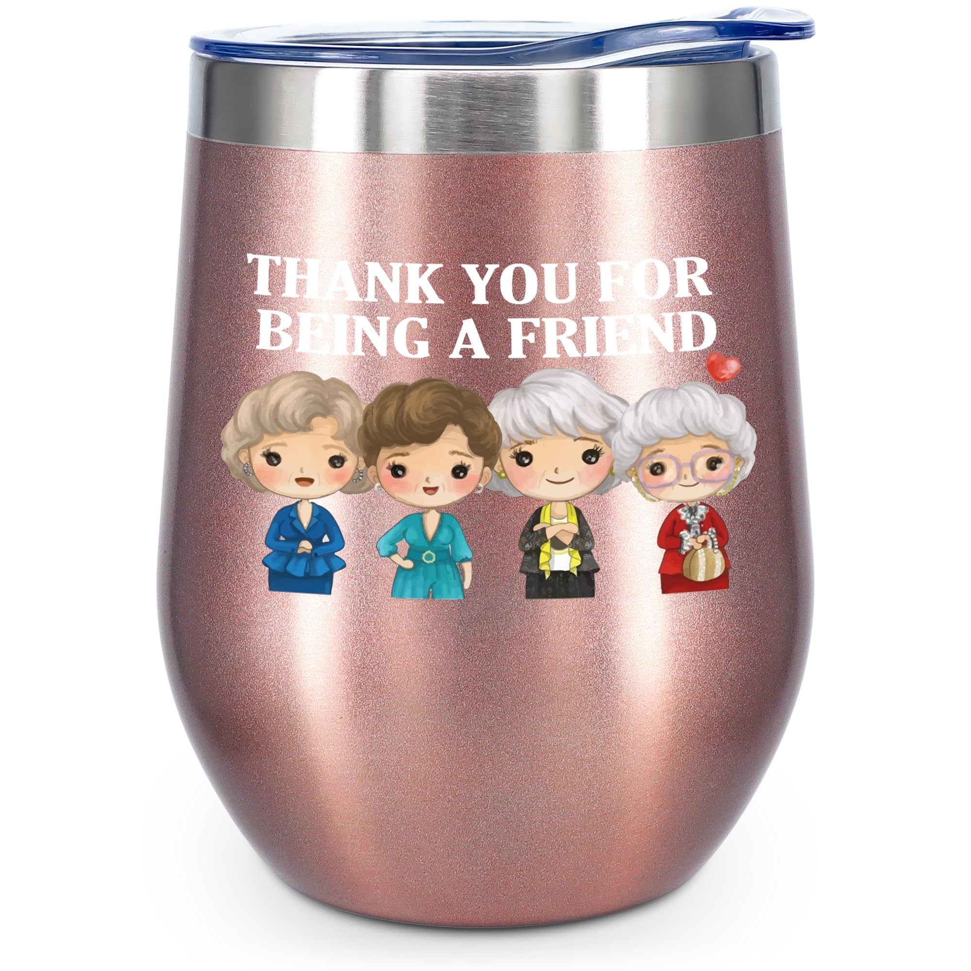 Thank You for Being a Friend Gifts for Best Friend - 12oz Wine Tumbler Coffee Cup for Women - Perfect for Birthdays, Anniversaries, and Everyday Use