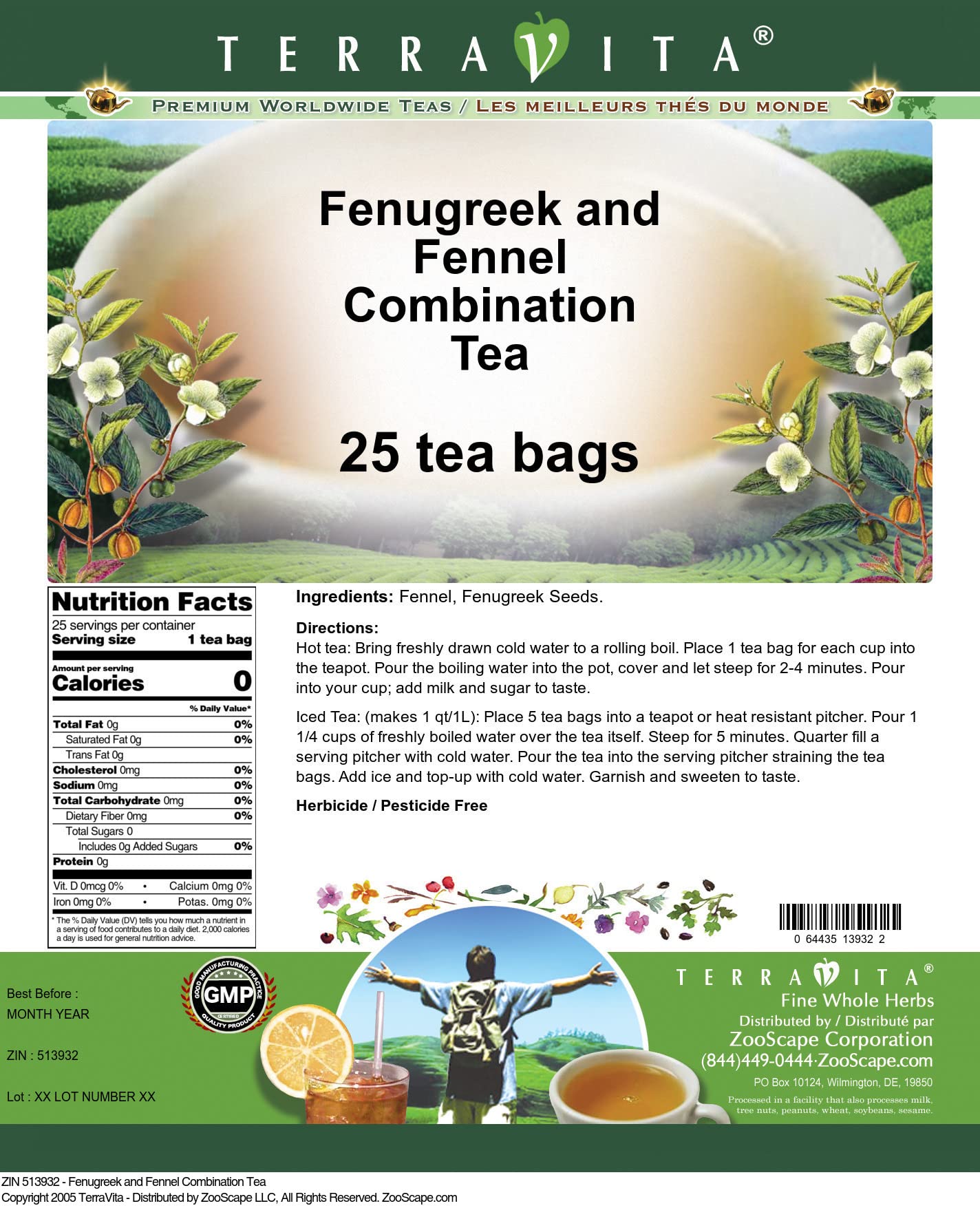 Organic Fenugreek & Fennel Herbal Tea - 25 Tea Bags | Caffeine-Free Digestive Support | ZIN:513932 | Perfect for After Meals & Relaxation
