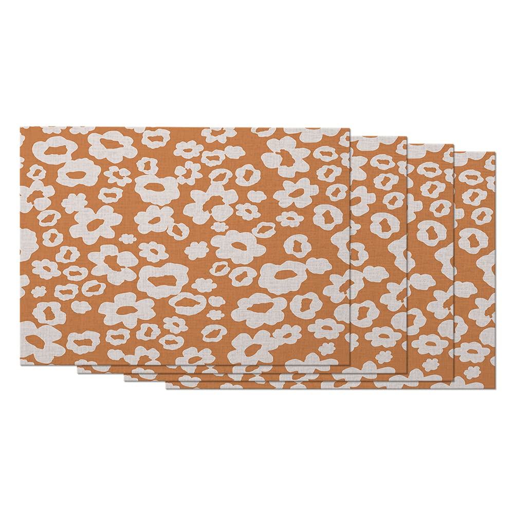 AOYEGO Set of 4 Floral Placemats 12x18 Inch - Cotton Linen Table Mats with Ditsy Flower Pattern for Dining Table, Kitchen, Party Decor - Modern Home Decorations for Everyday Use and Special Occasions