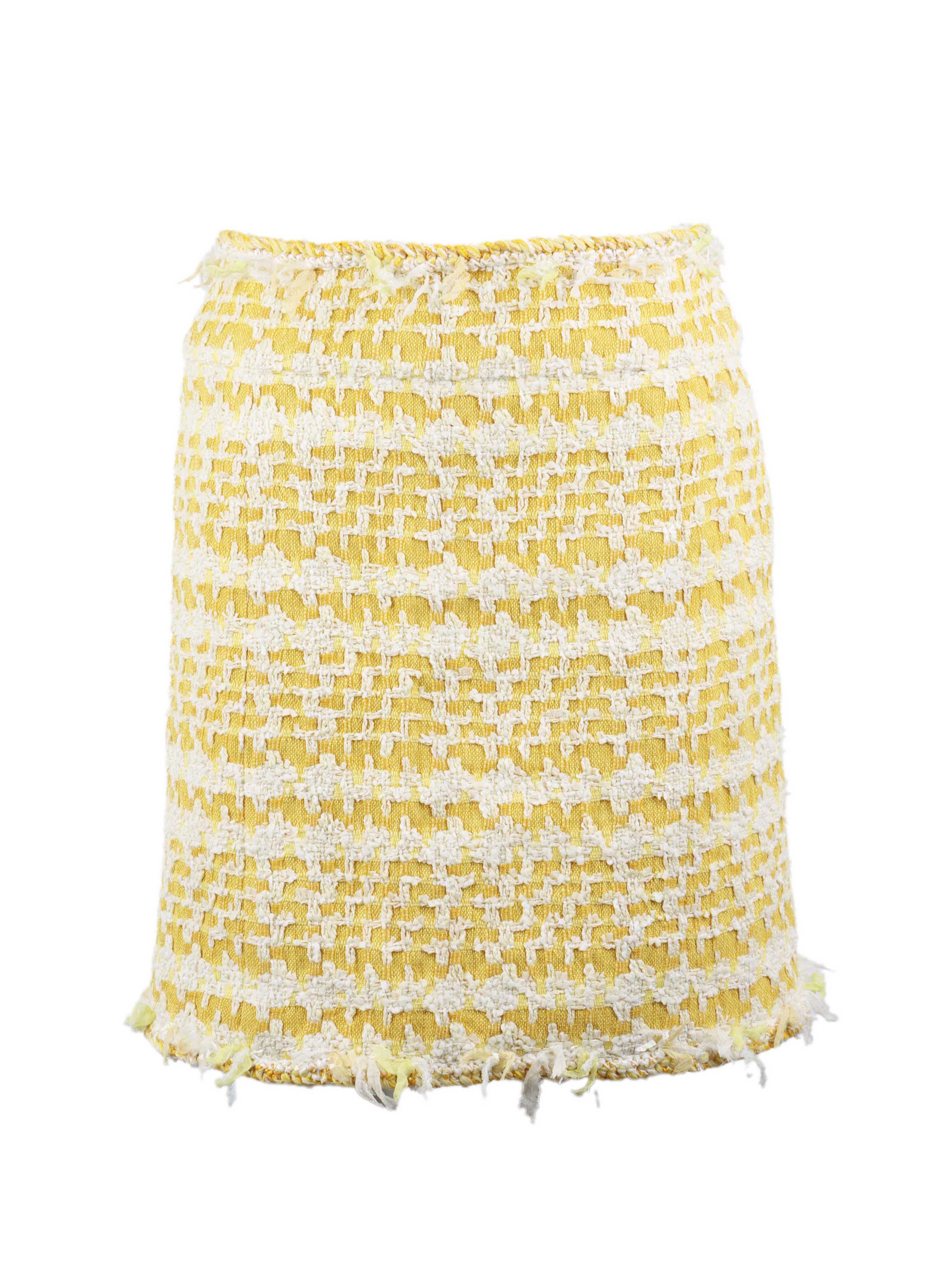Chanel Yellow Tweed Mini Skirt for Women - Luxury Designer Fashion Skirt for Party, Dinner & Special Occasions