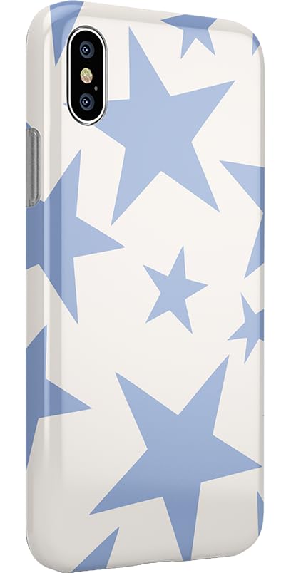 Casely iPhone X/XS Case - Stars Align Design | Blue & White Star Pattern Protective Cover | Slim Fit Shockproof Phone Case for Everyday Use & Travel