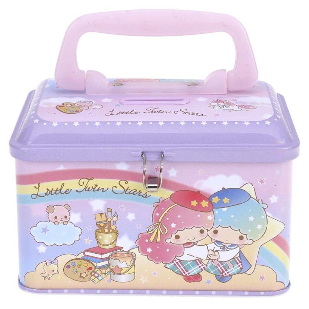 Ellon Little Twin Stars Metal Money Coin Bank with Lock & Handle - Secure Savings Box for Kids & Collectors - Perfect for Birthday Gifts, Piggy Bank Alternative & Home Decor
