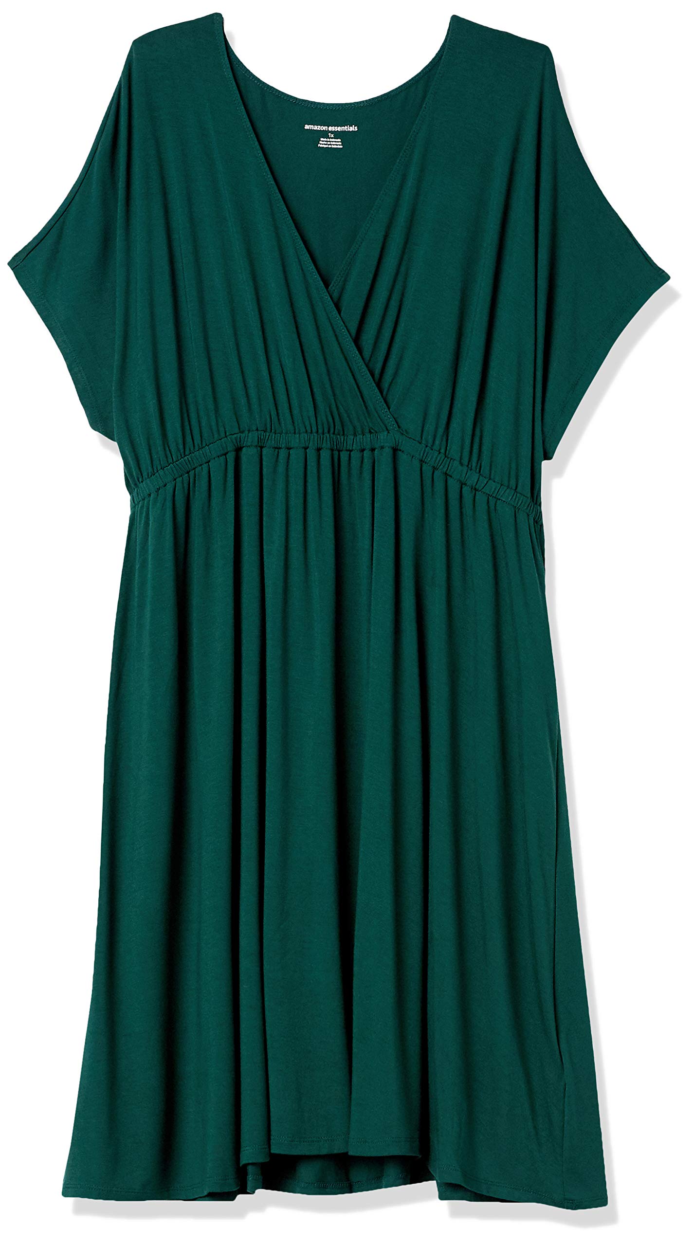 Amazon Essentials Women's Surplice Dress - Flattering Wrap Style, Plus Size Options | Perfect for Office Wear, Date Nights & Summer Vacations