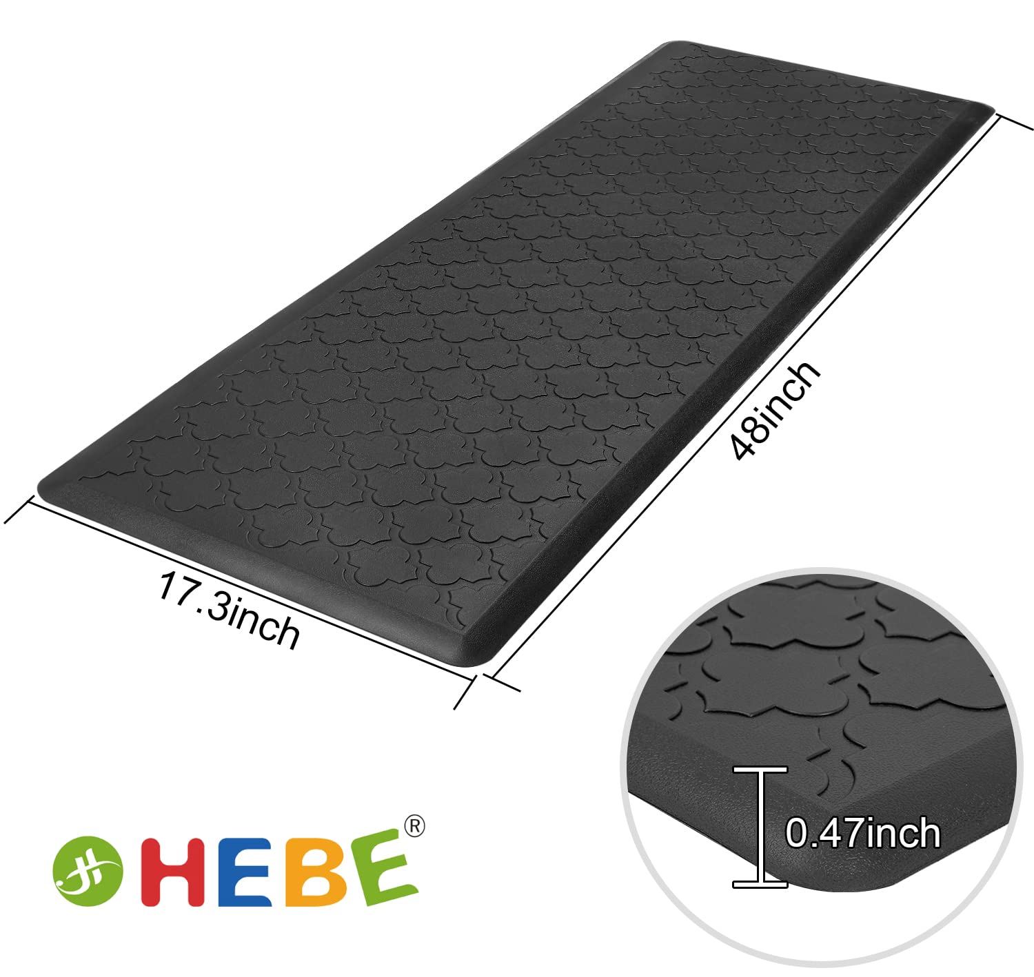 HEBE Anti-Fatigue Kitchen Mat - Non-Slip, Waterproof Floor Mat (17.3