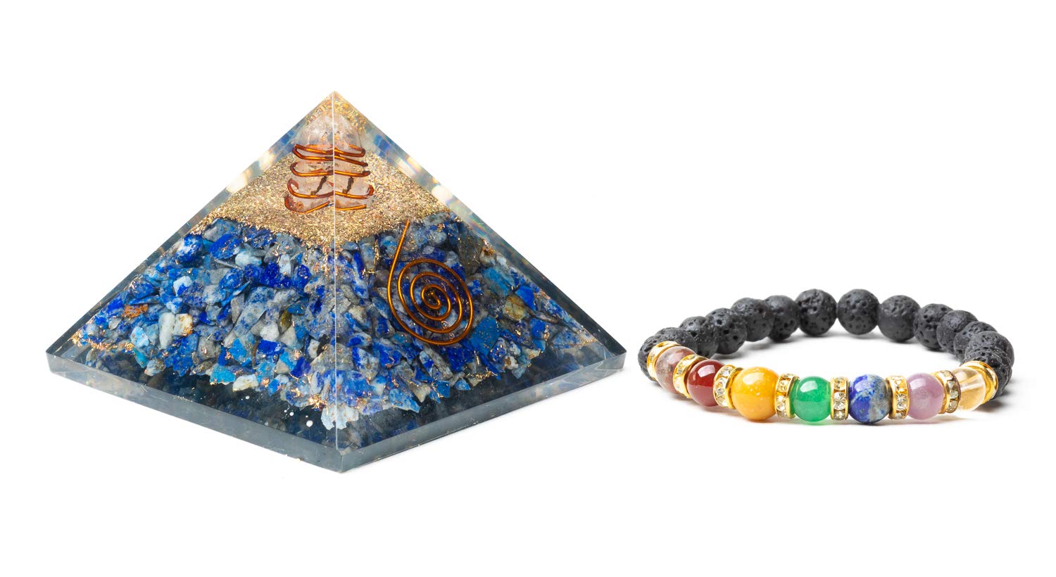 Orgone Pyramid with Lapis & Copper Quartz - Energy Healing & Meditation