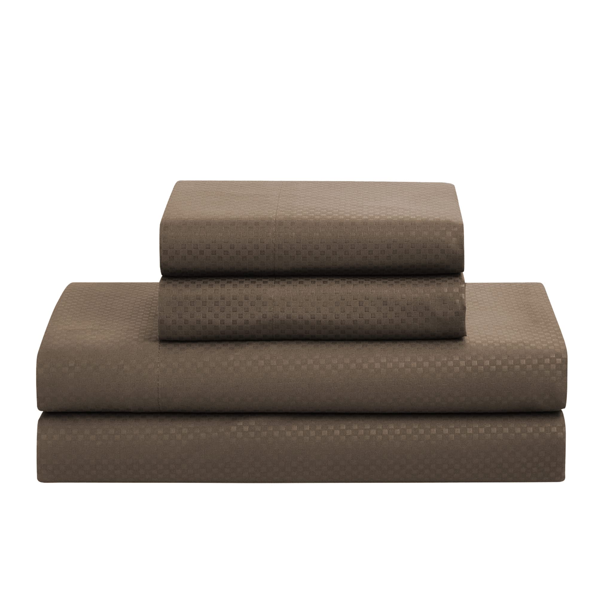 8-Piece Queen Comforter Set - Bed in a Bag with Bed Skirt, Fitted Sheet, Flat Sheet, 2 Pillowcases & 2 Shams - Checkered Chocolate Pattern - Perfect for Master Bedroom, Guest Room & Dorm Decor