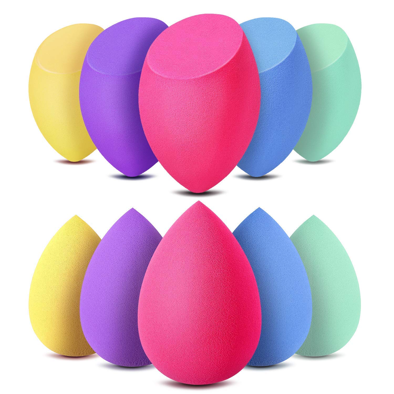 Fennec Mart Makeup Sponge Set - 10 Pcs Professional Beauty Blender Sponges for Foundation & Concealer | Dry & Wet Use | Soft Cosmetic Sponges for Flawless Makeup Application | Perfect for Daily Makeup, Contouring & Blending
