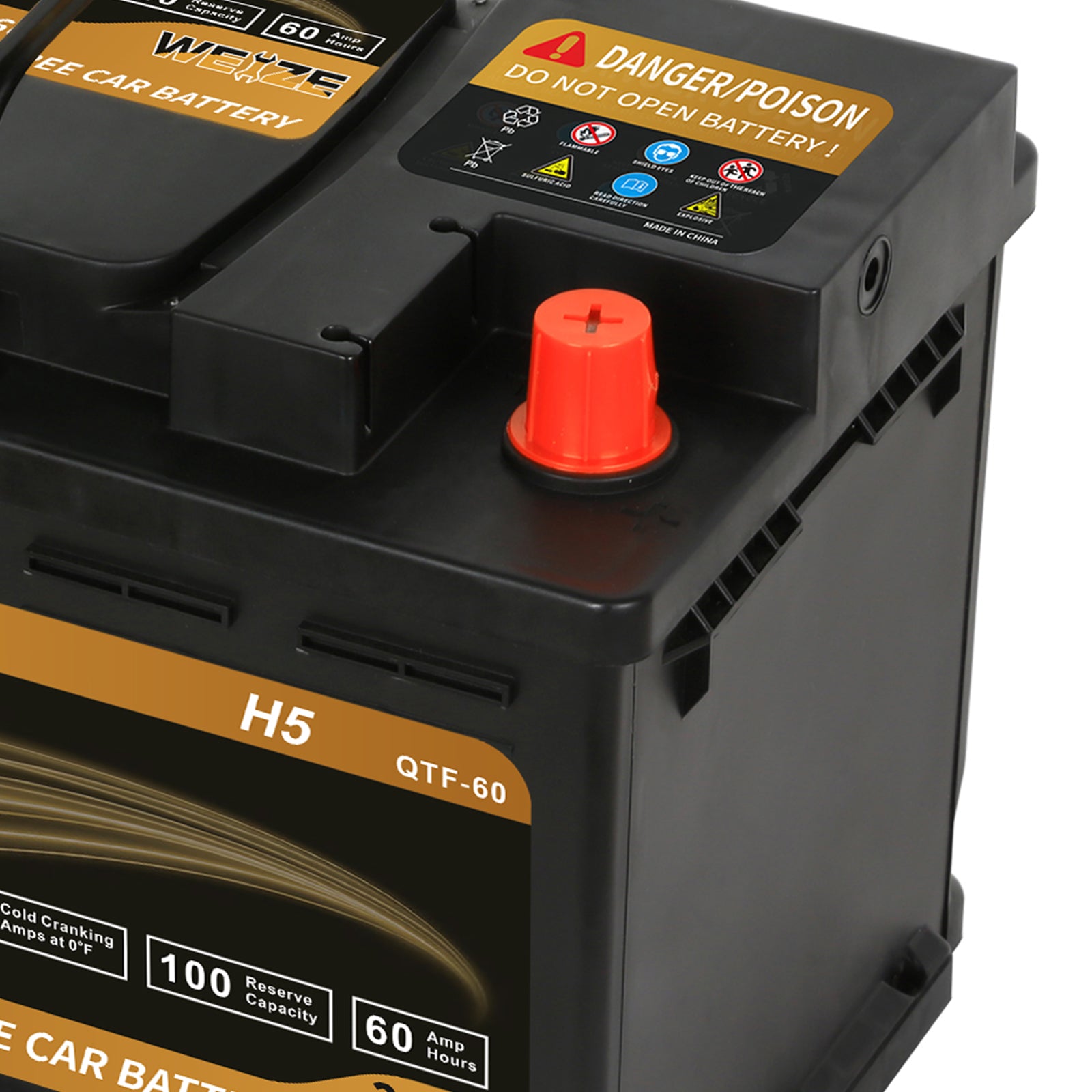 WEIZE Wise Series Group 47 AGM Car Battery 12V 60Ah H5 - High Performance Automotive Replacement Battery for Sedans, SUVs & Trucks - Cold Cranking & Deep Cycle Power for Reliable Starts in All Weather Conditions