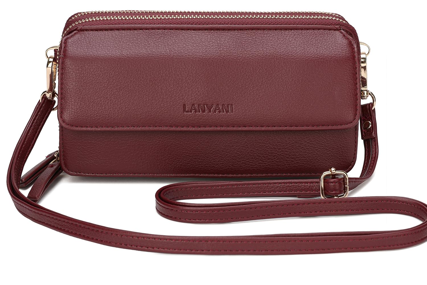Lanyani RFID Blocking Crossbody Wallet Wristlet Purse for Women - Vegan Leather Phone Holder with Card Slots | Perfect for Travel, Shopping & Daily Use