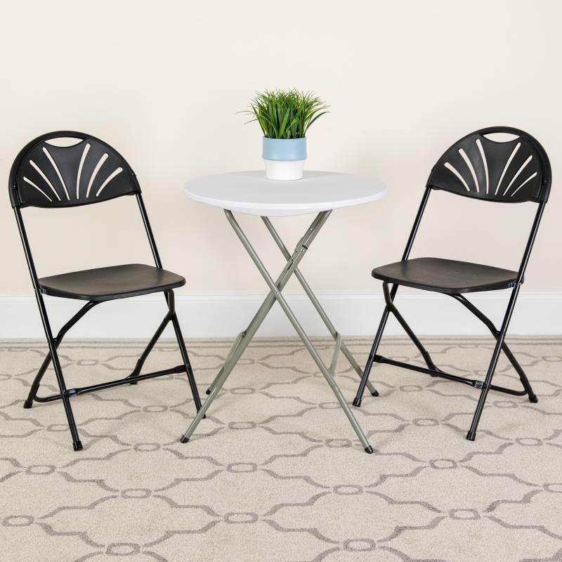 Hercules Series 650 lb Capacity Heavy Duty Black Plastic Folding Chair - Perfect for Outdoor Events, Camping, Beach, and Backyard Gatherings