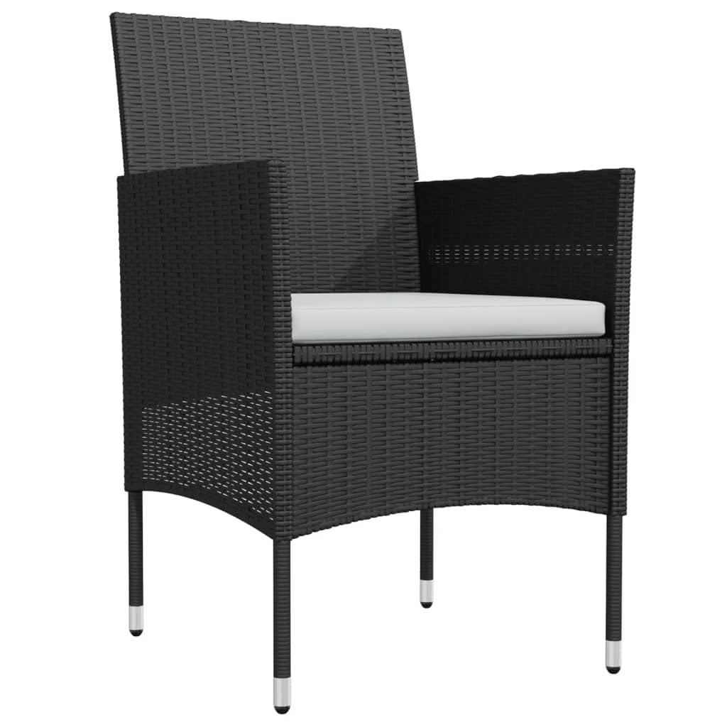 vidaXL 5-Piece Patio Dining Set with Cushions - Outdoor Garden Furniture for Lawn, Yard, Terrace & Balcony - Black Table and Chairs Set - Perfect for Backyard BBQs, Poolside Relaxation & Outdoor Entertaining