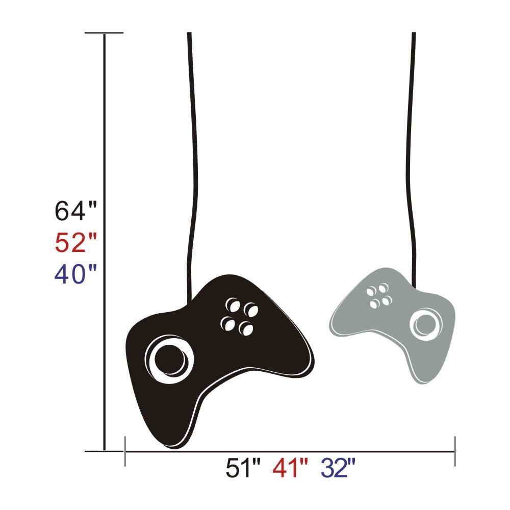 Gaming Wall Decal - Vinyl Game Controller Stickers for Teen & Kids Bedroom Decor (52