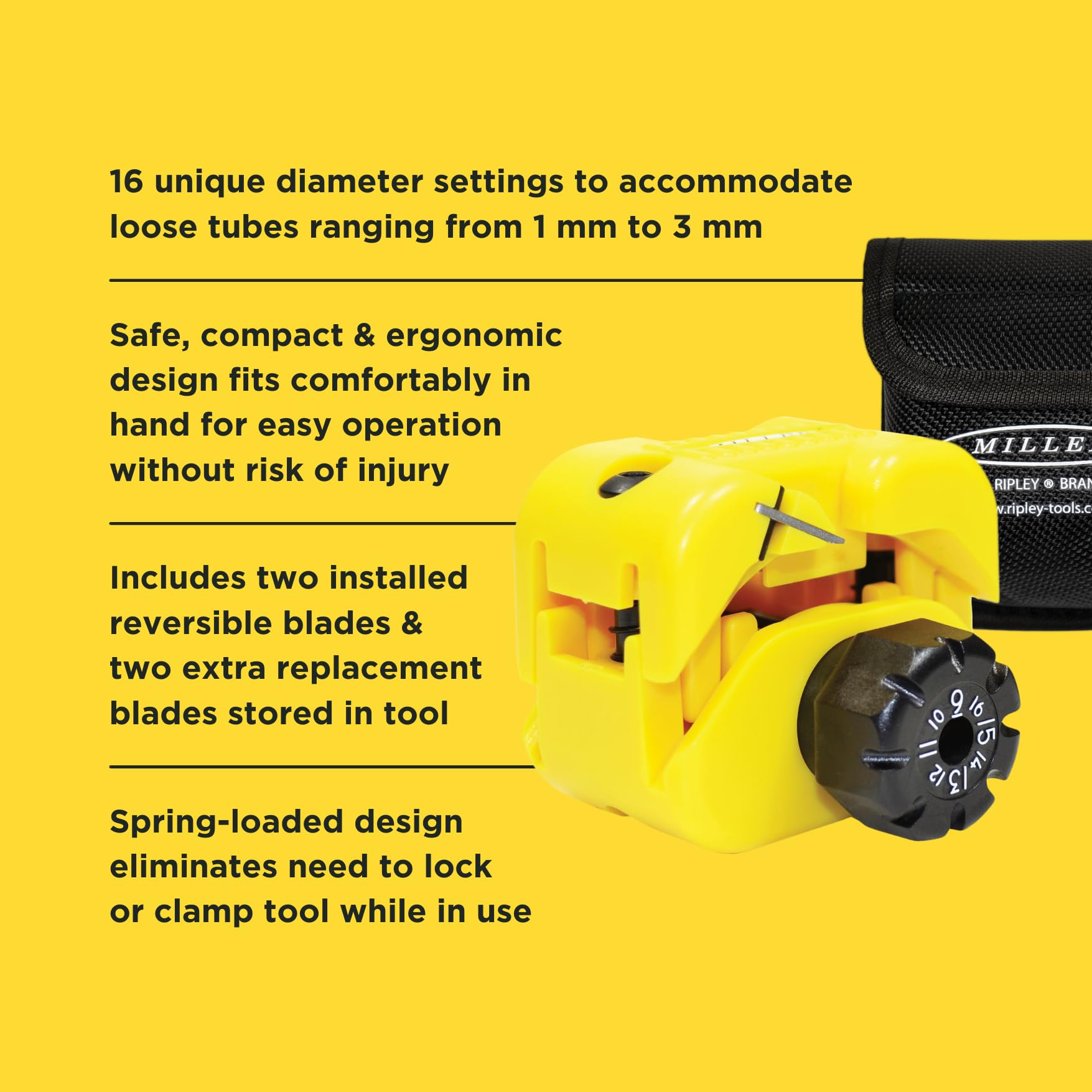 Miller MSAT 16 Midspan Fiber Access Tool with Pouch - Professional Cable Stripper for Technicians & Electricians - Lightweight 3.2-Oz Wire Stripping Tool - Ideal for Fiber Optic Installation & Network Maintenance