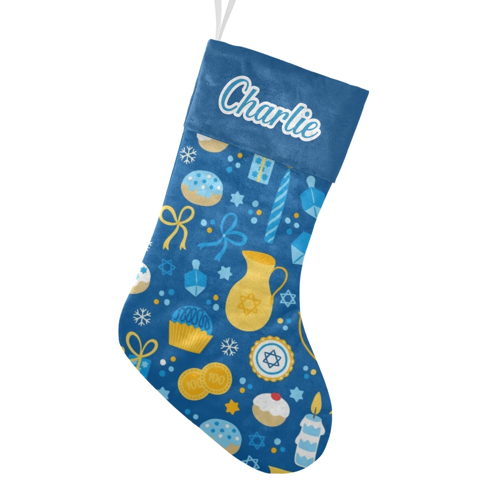 Personalized Hanukkah Christmas Stockings with Custom Name - 17.52 x 7.87 Inch Festive Holiday Decor for Fireplace Mantel, Gift Exchange & Family Traditions