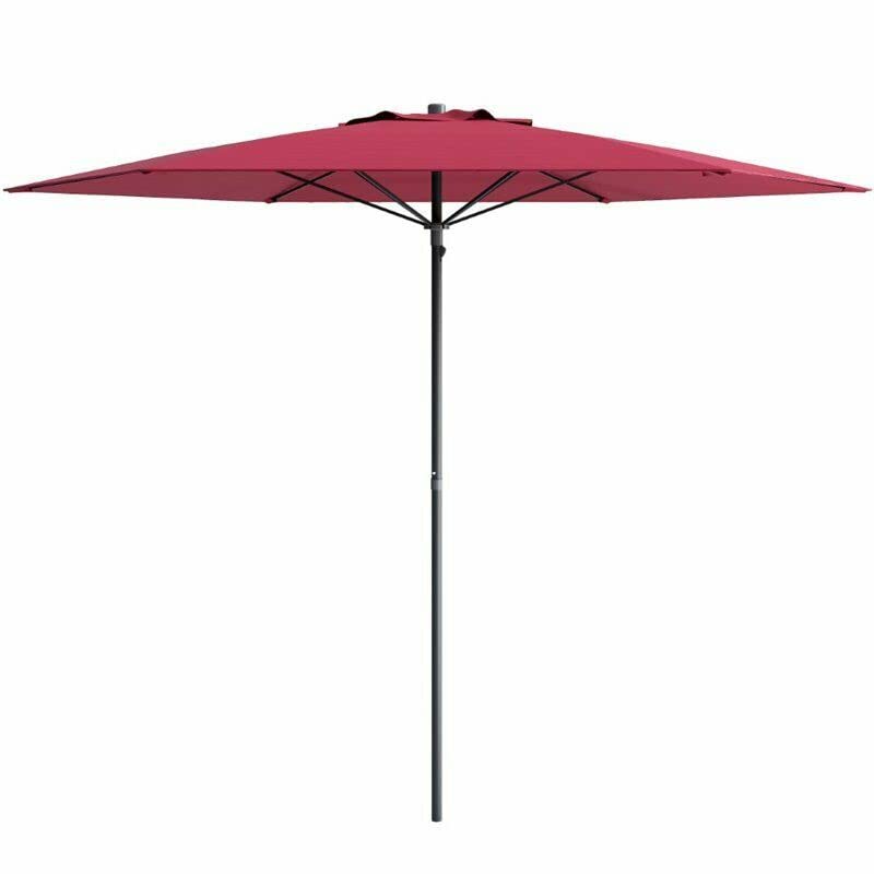 7.5' Red Patio Beach Umbrella - UV Protection & Windproof Outdoor Sun Shade for Poolside, Backyard, Garden, and Beach Relaxation