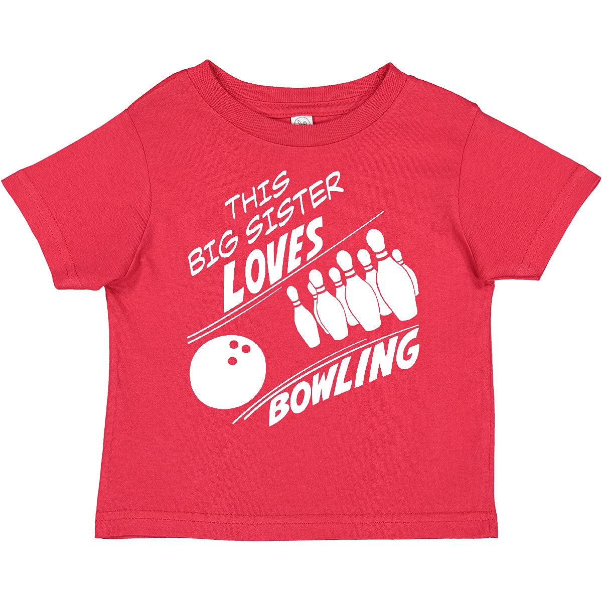 Inktastic Big Sister Loves Bowling Toddler T-Shirt - Cute Sibling Matching Outfit for Bowling Parties & Family Events