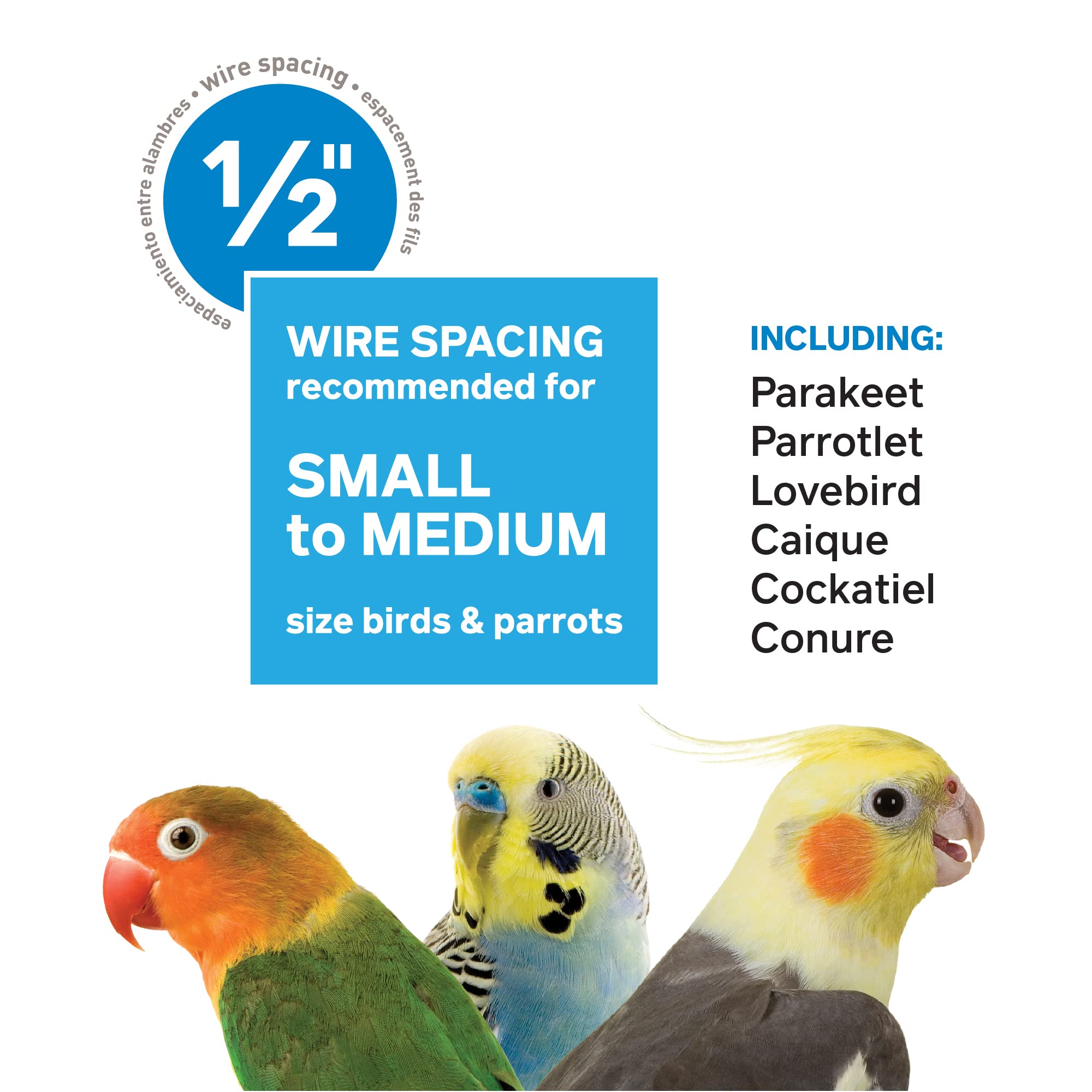 Prevue Hendryx SP850W/W White Cockatiel Bird Cage with 1/2