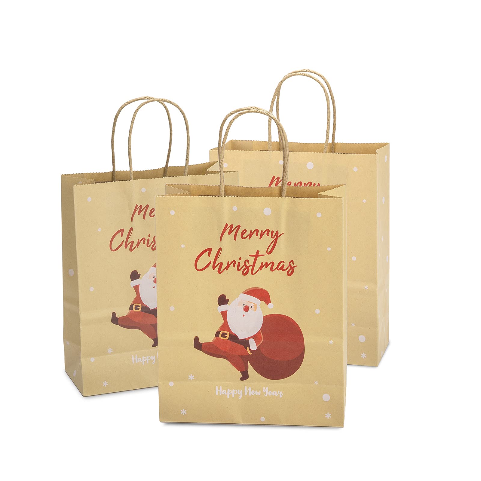 50PCS Christmas Gift Bags - Printed Holiday Party Favor Bags with Santa Claus & Christmas Tree Patterns | Perfect for Xmas Party Favors, Stocking Stuffers & Holiday Gift Giving