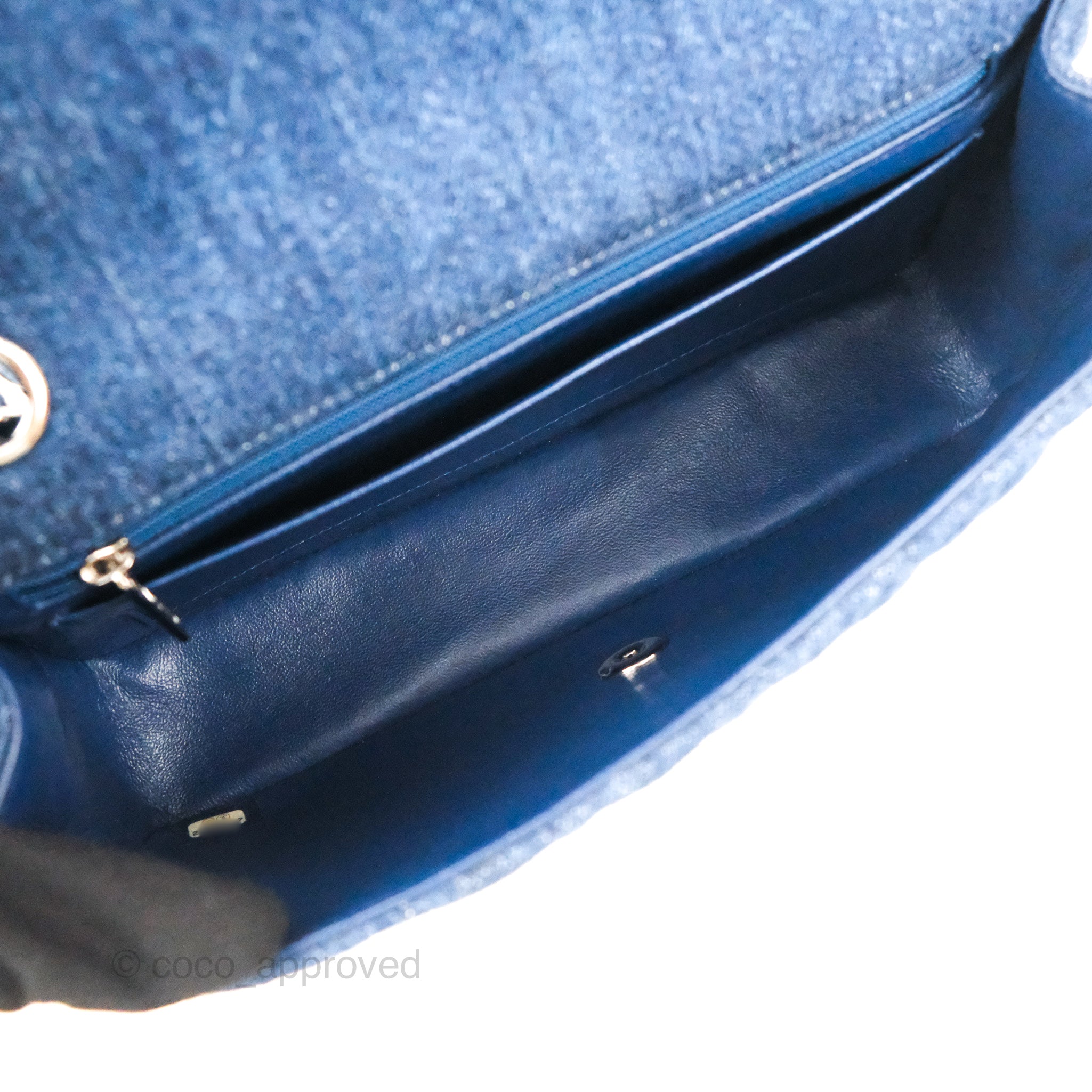 Chanel Classic Flap Bag Dark Blue Denim with Braided Silver Hardware 18A Collection - Luxury Designer Handbag for Women, Perfect for Evening Events & Special Occasions