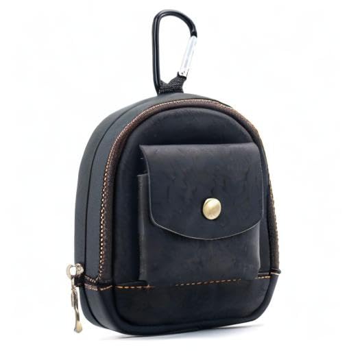 Soft Leather Coin Purse with Hook & 2 Pockets - Mini Wallet for Men & Women - Perfect for Travel, Shopping & Everyday Use (Black)