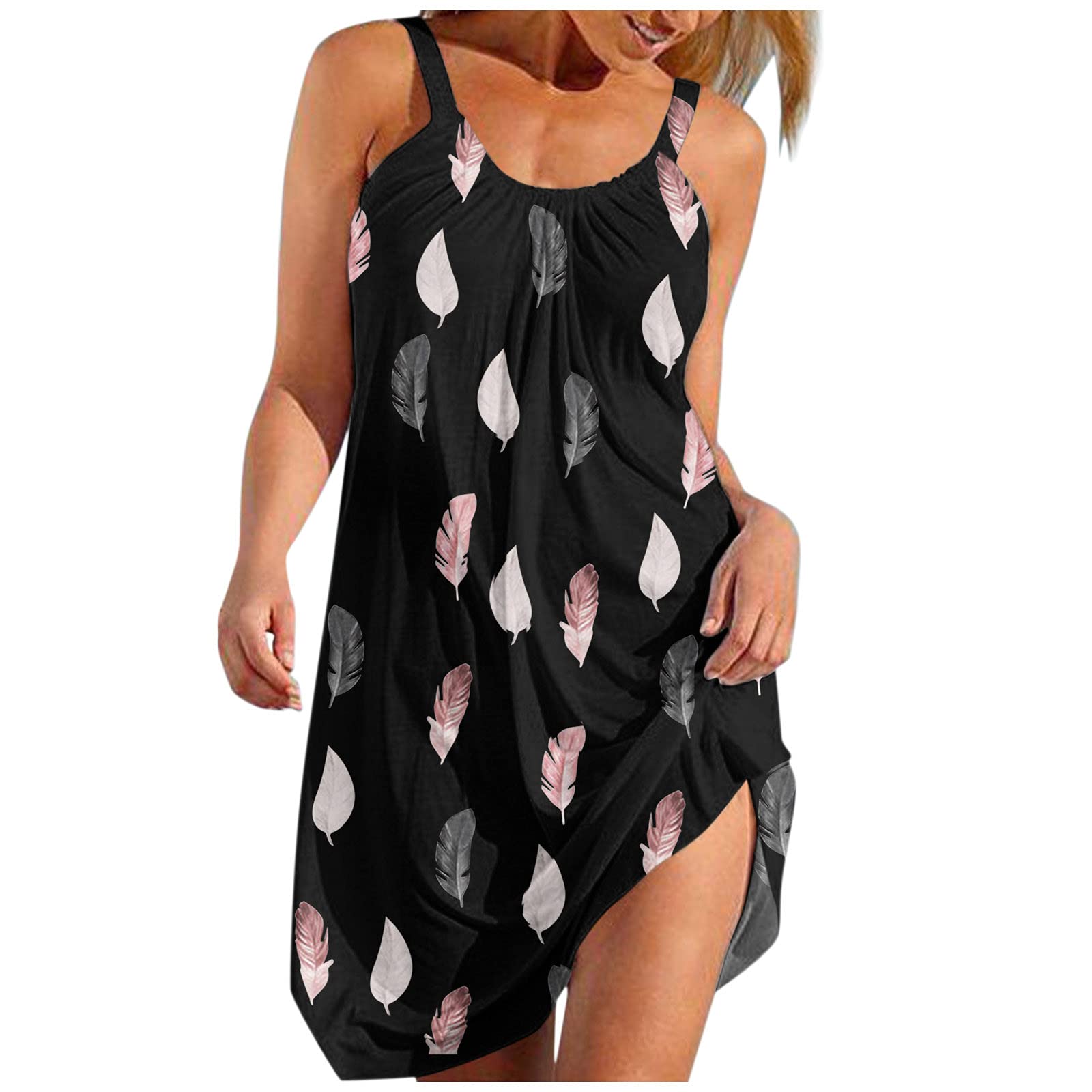 INNOVIERA Women's Floral Printed Sleeveless Mini Dress - Casual Party Sundress, Beach Cover Up, Swing Short Dress for Summer Outings, Vacations & Date Nights