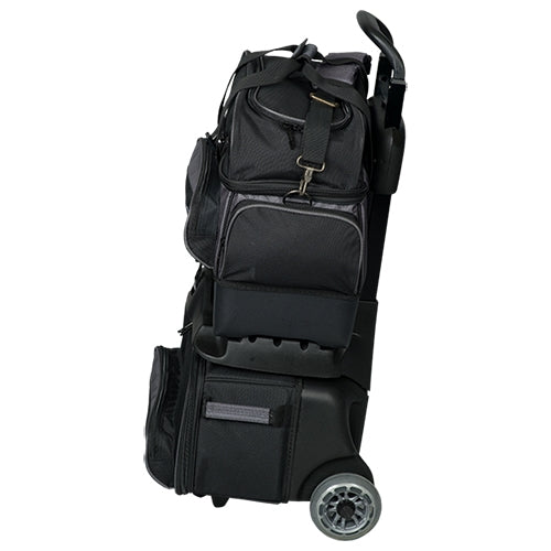 KR Strikeforce Konvoy Black Carbon 4 Ball Bowling Roller Bag - Durable & Lightweight for Tournaments & League Play