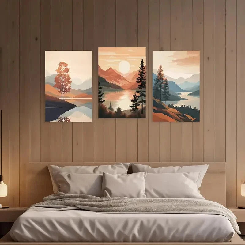 3-Piece Minimalist Bohemian Metal Wall Art Prints - Ready to Hang Modern Home Decor for Living Room, Bedroom & Office