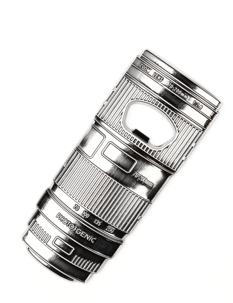 Photogenic Supply Co. Silver Telephoto Lens Bottle Opener - Unique Camera-Inspired Beer Opener for Photography Enthusiasts & Beer Lovers, Perfect for Parties, BBQs & Gifts