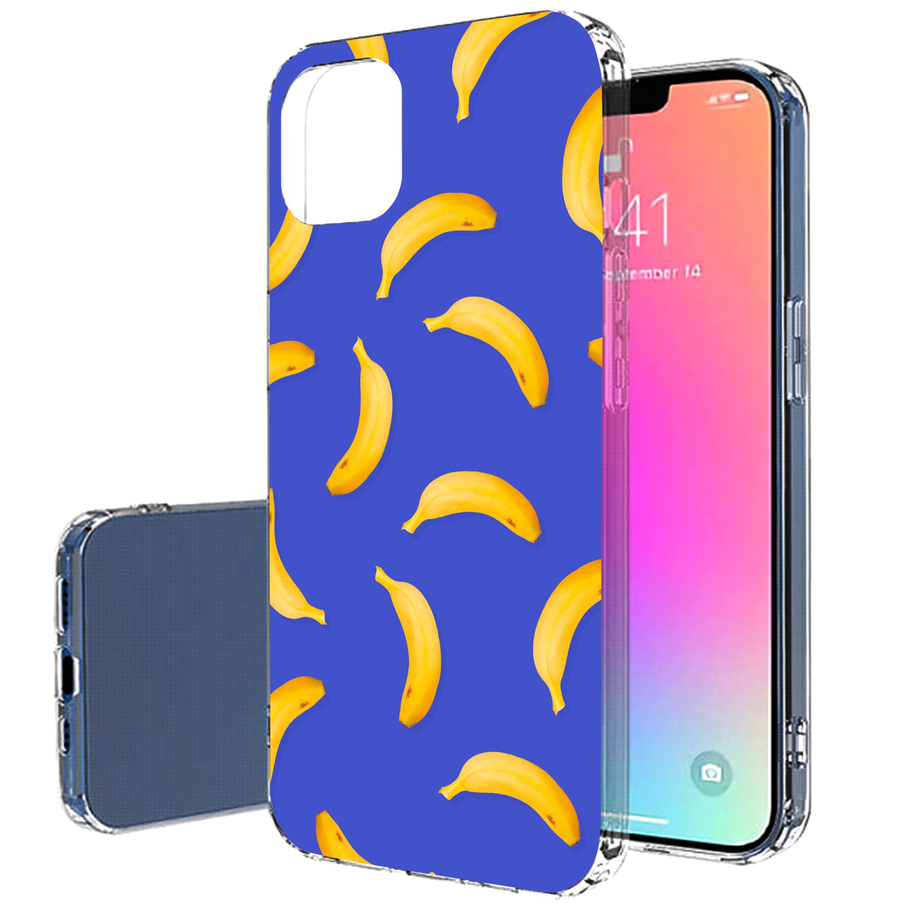 Slim Thin Gel TPU Case for Apple iPhone 13 Pro Max - Lightweight Flexible Soft Anti-Scratch Banana Design Print - Perfect for Everyday Use, Travel & Protection