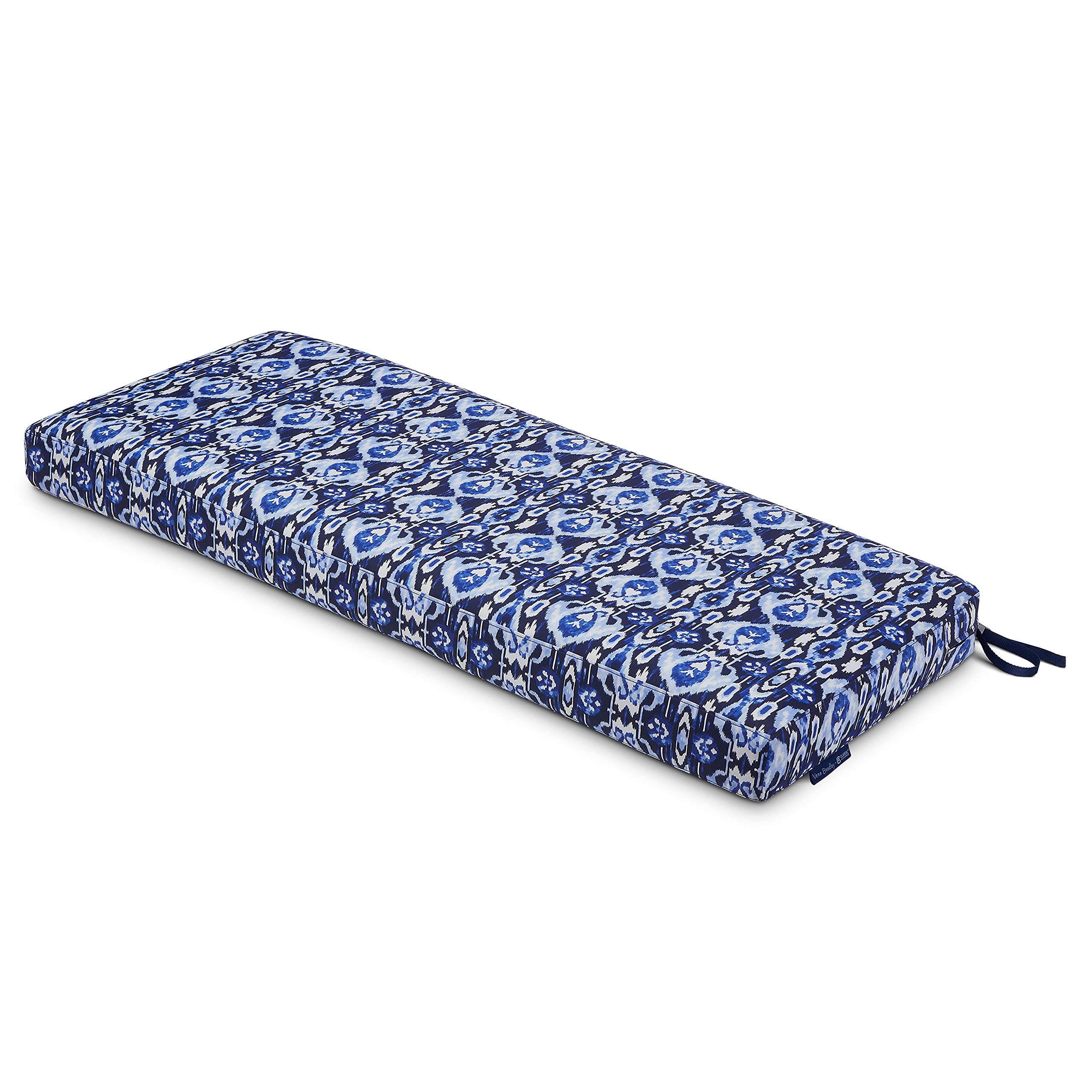 Vera Bradley Water-Resistant Patio Bench Cushion 54 x 18 x 3 Inch - Ikat Island Pattern Outdoor Furniture Cushion for Garden, Deck, Porch & Poolside Seating