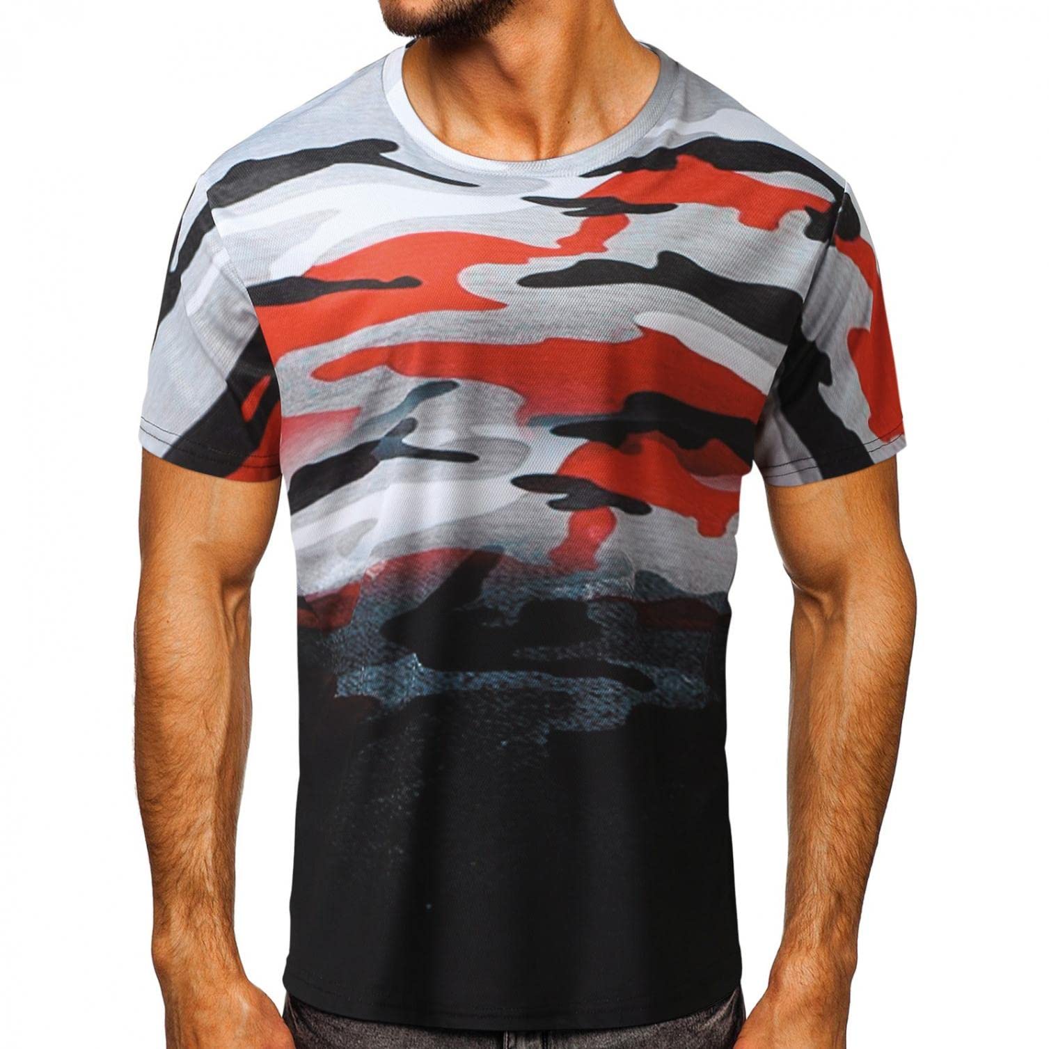 Men's Vintage Camouflage Print T-Shirt - Casual Crew Neck Short Sleeve Tee for Sports & Outdoor Activities | Sertiohcv Brand