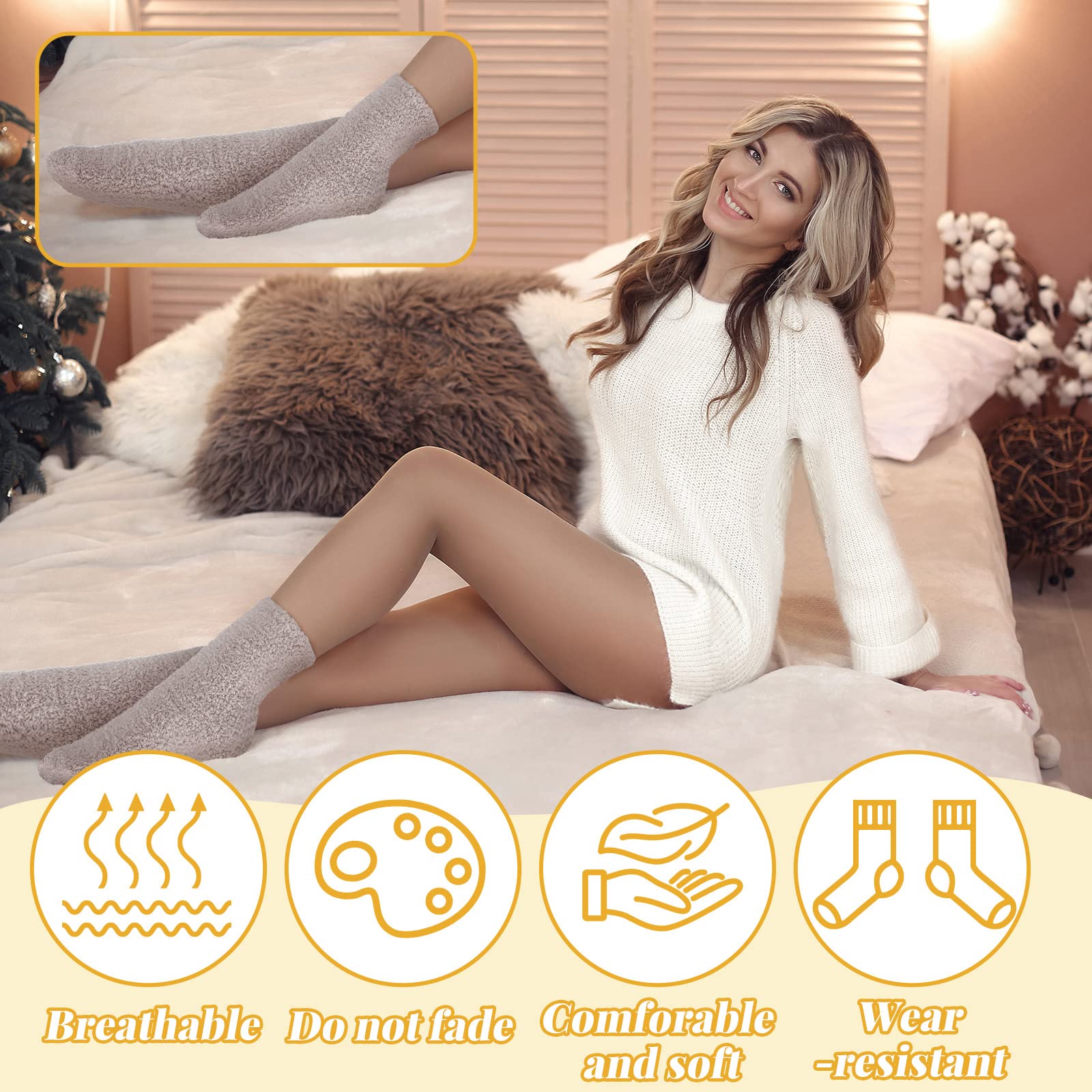 20 Pairs Women's Winter Warm Fuzzy Socks - Soft Cozy Sleeping Slipper Socks for Girls, Kids & Teens - Perfect for Cold Weather, Lounge & Home Comfort