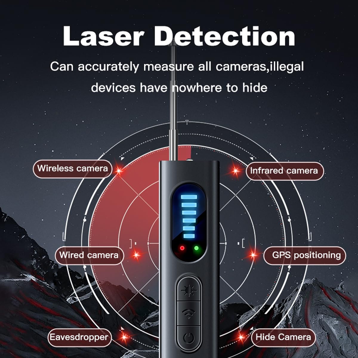 Hidden Camera & GPS Detector - 5-Level Sensitivity Anti-Spy Device for Home, Office & Travel Security | Privacy Protection Scanner