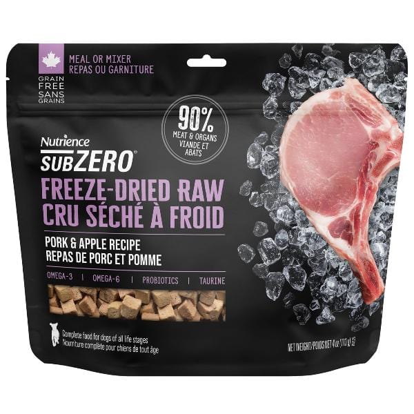 Nutrience SubZero Freeze Dried Raw Pork & Apple Dog Food - High Protein Grain-Free Dog Treats for Training & Outdoor Adventures