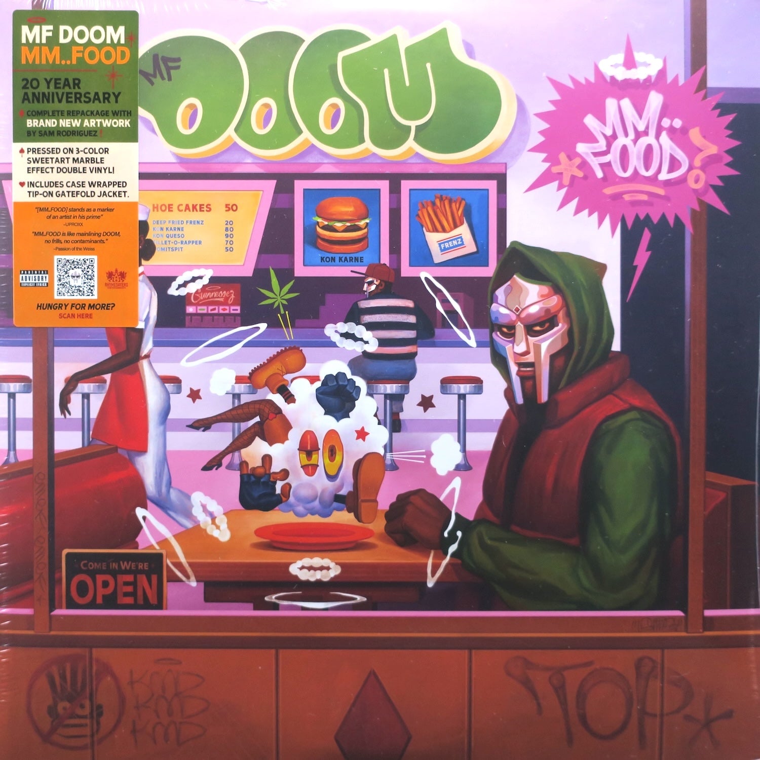 MF DOOM 'MM…Food' Limited Edition Sweet Tart 3-Color Marble Vinyl 2LP Record – Hip Hop Collectible for Music Lovers & Vinyl Enthusiasts – Perfect for Home Listening & DJ Sets