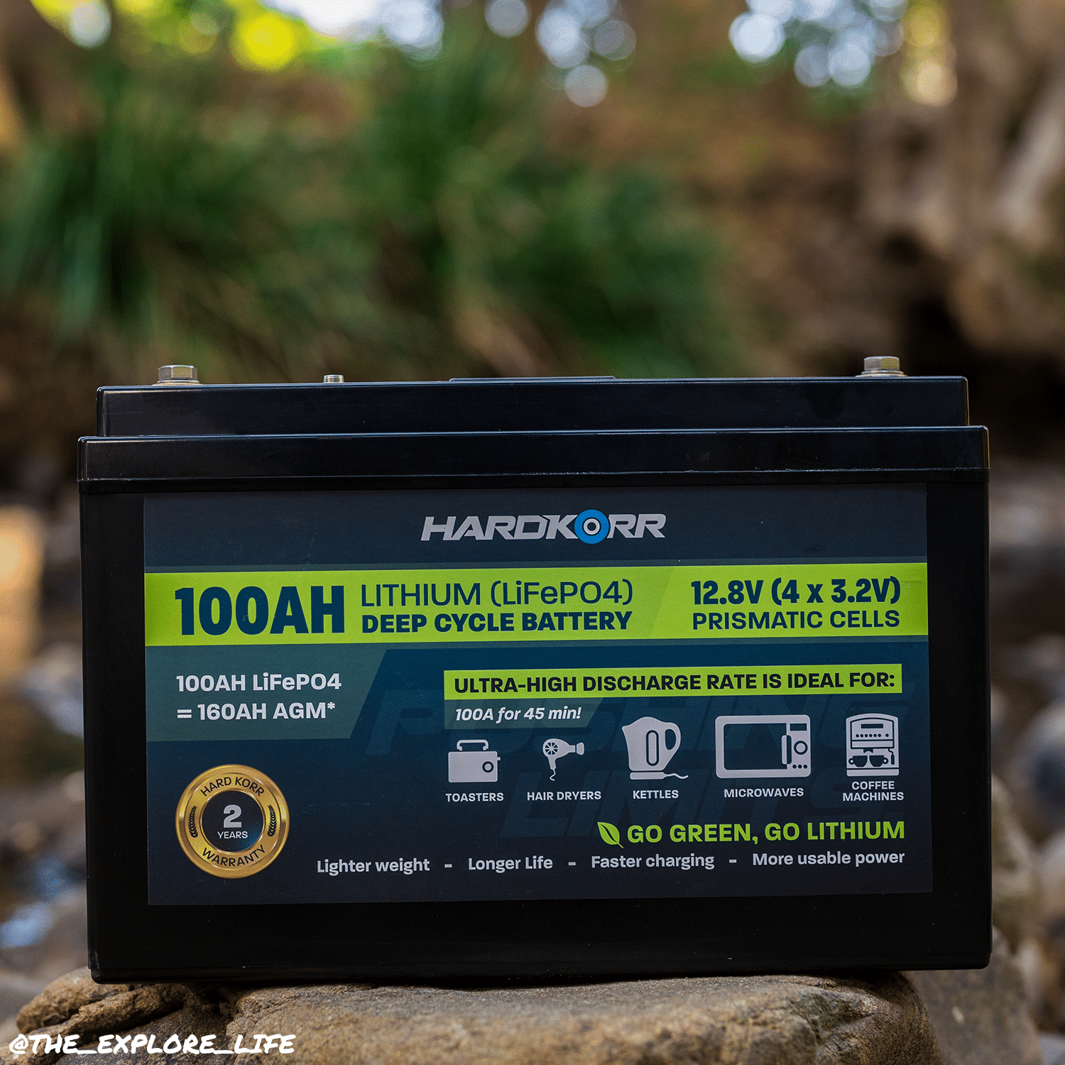 100Ah High Discharge LiFePO4 Deep Cycle Battery - 12V Lithium Iron Phosphate Rechargeable Battery for Solar Power, RV, Marine, Off-Grid & Backup Power Systems