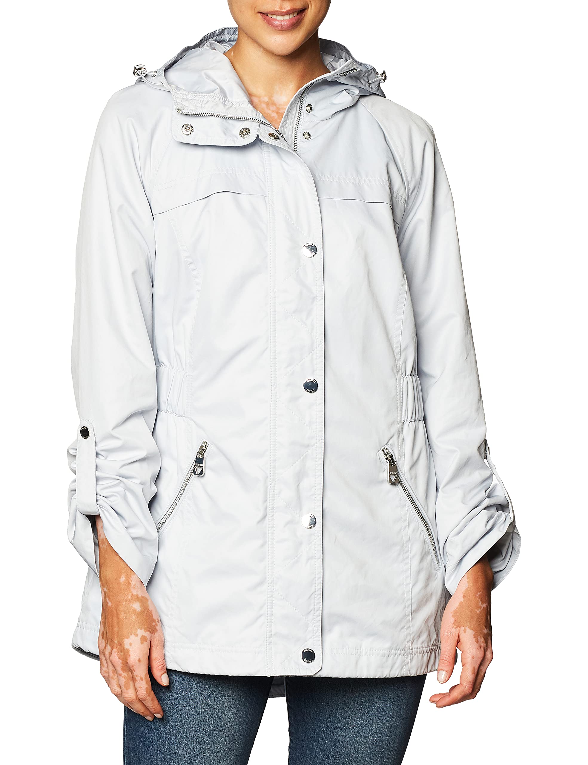 GUESS Women's Adjustable Long Sleeve Anorak Jacket | Lightweight Waterproof Windbreaker | Outdoor Hiking, Camping & Travel Coat