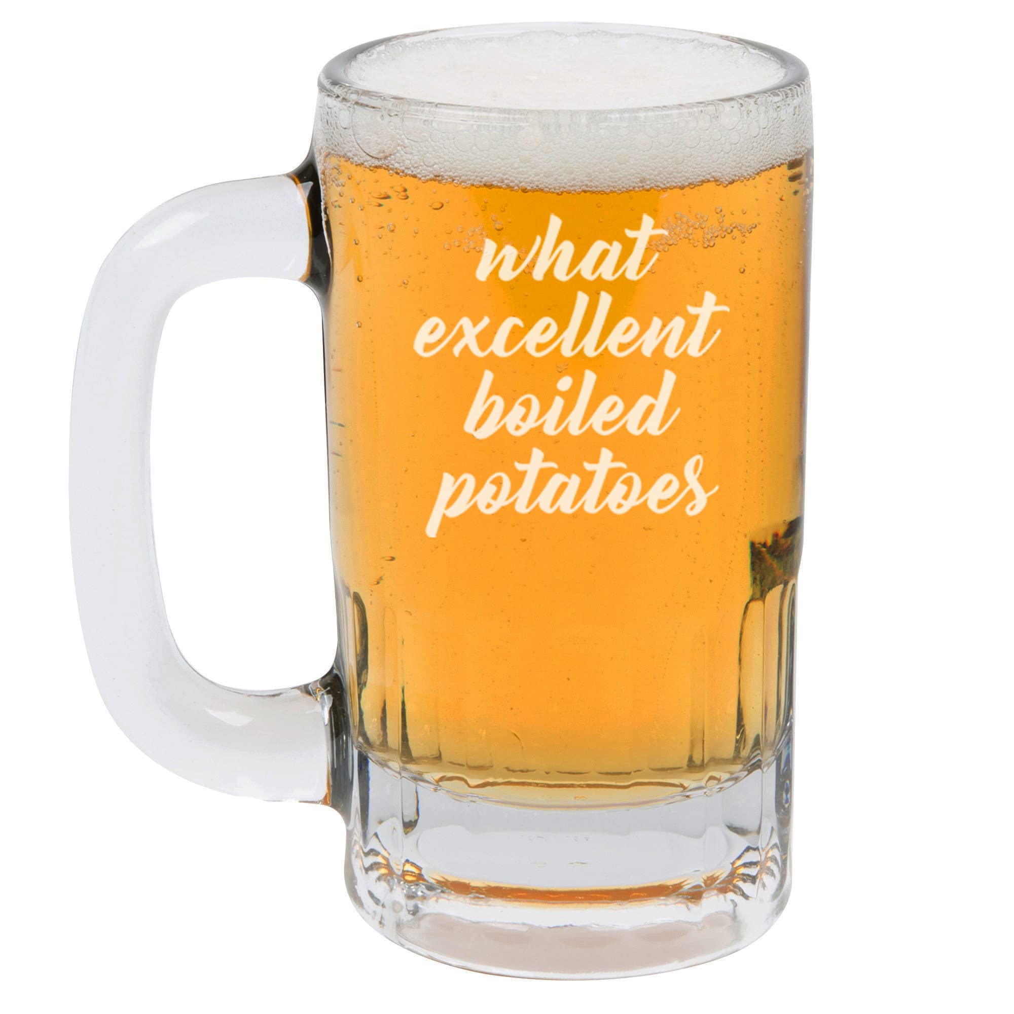12oz Beer Mug Stein Glass - Heavy Duty German Style with Handle - Perfect for Beer, Cider, Root Beer - Great for Parties, BBQs, and Home Bars