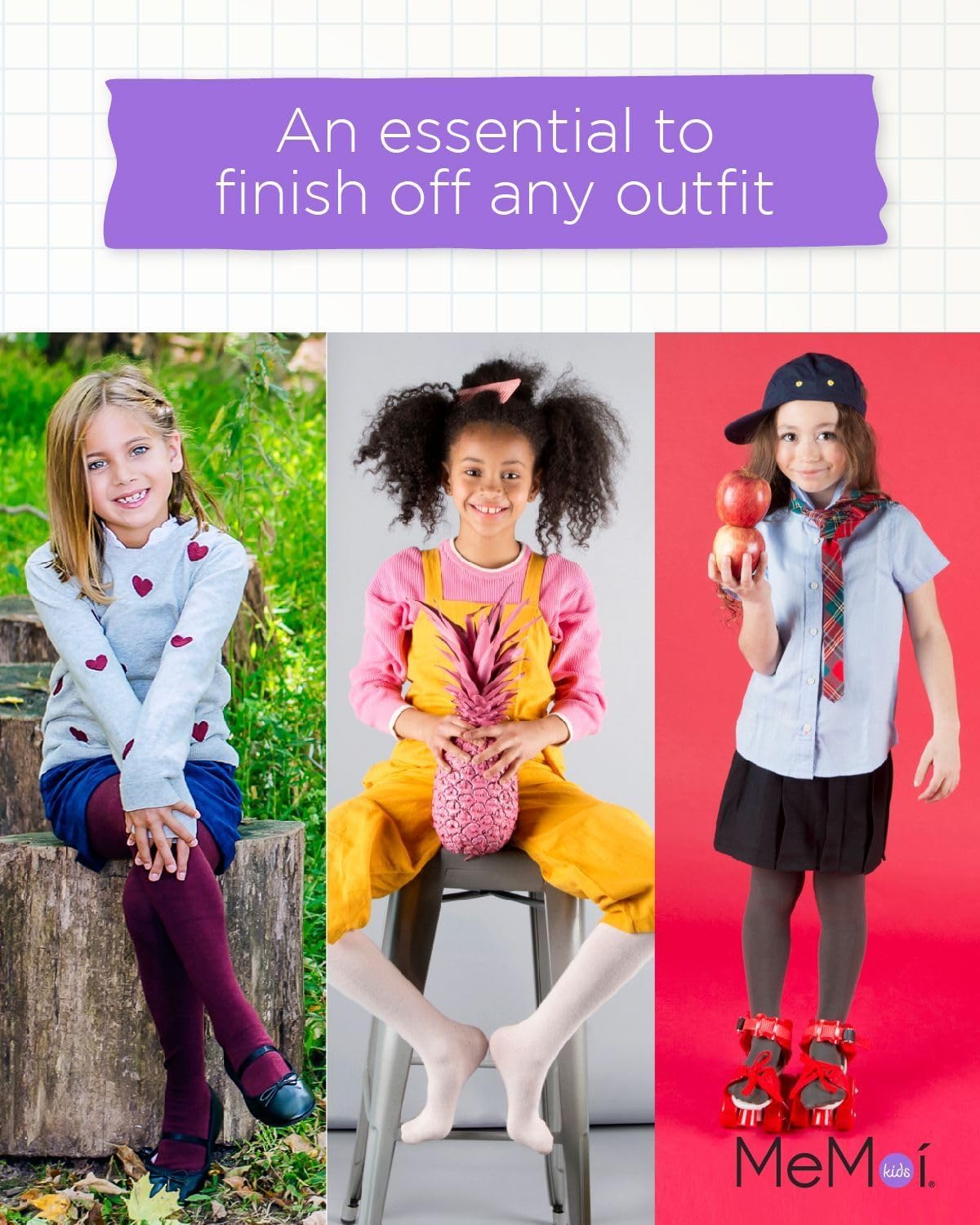 MeMoi Girls' Soft Pima Cotton Opaque Tights - Comfortable & Durable Leggings for School, Dance, Winter & Everyday Wear