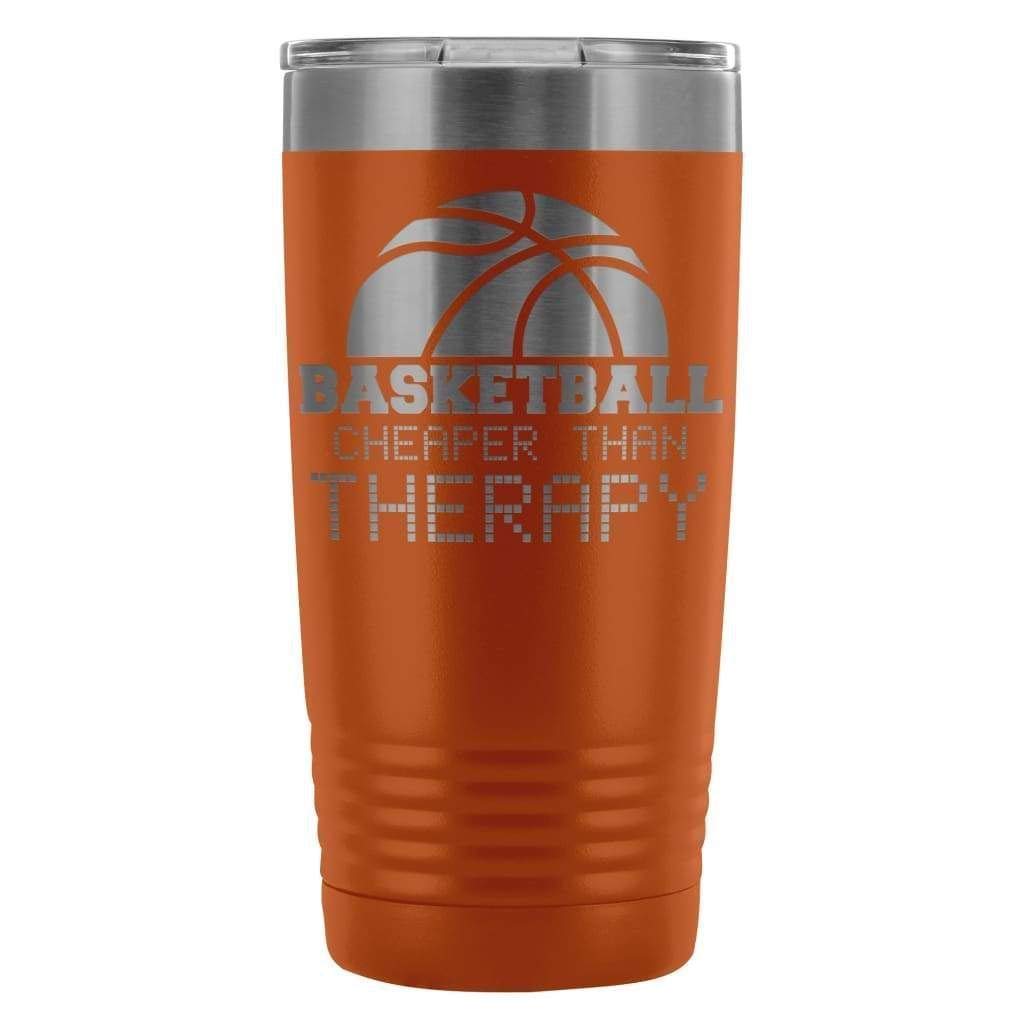 ODDITEES 20oz Stainless Steel Tumbler with Laser Etched Basketball Design - Insulated Orange Water Bottle for Gym, Office & Outdoor Activities | Cheaper Than Therapy Gift Idea