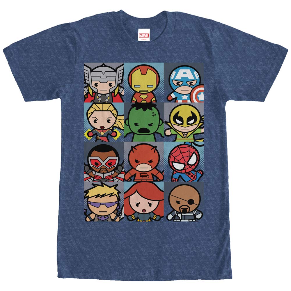 Marvel Kawaii Heroes Graphic T-Shirt for Men - Superhero Anime Style Casual Tee for Fans, Cosplay, and Everyday Wear