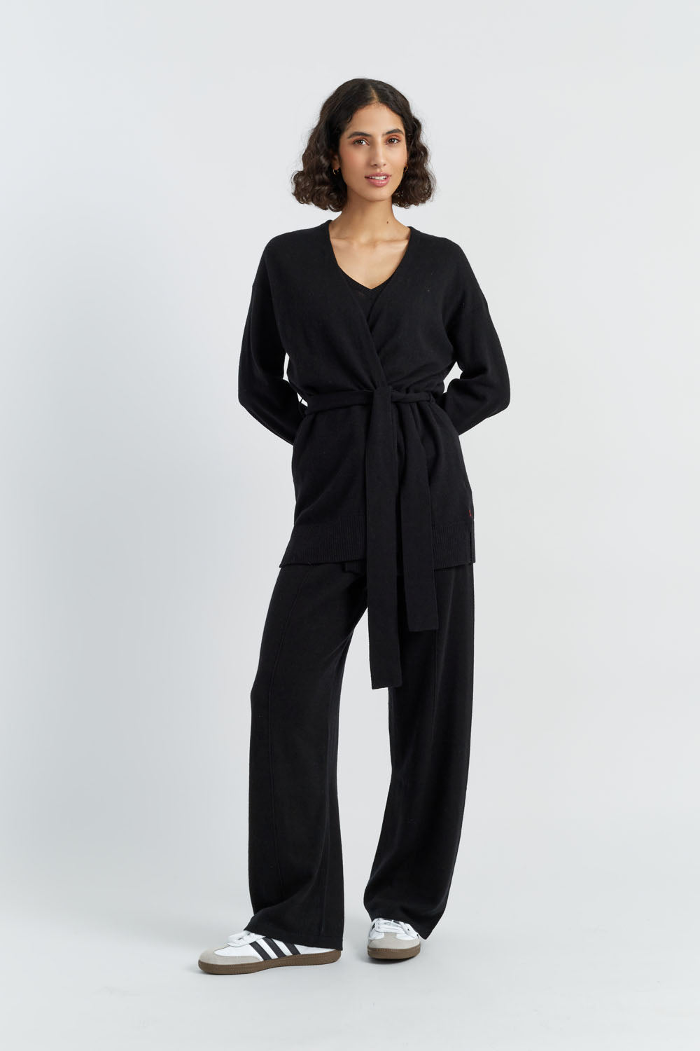 Luxury Black Wool Cashmere Wrap Cardigan for Women - Soft & Warm Winter Shawl - Perfect for Office, Travel & Evening Outfits